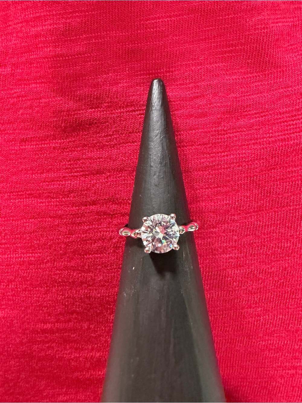 Classic Solitaire Sterling Silver Ring adjustable 6-9